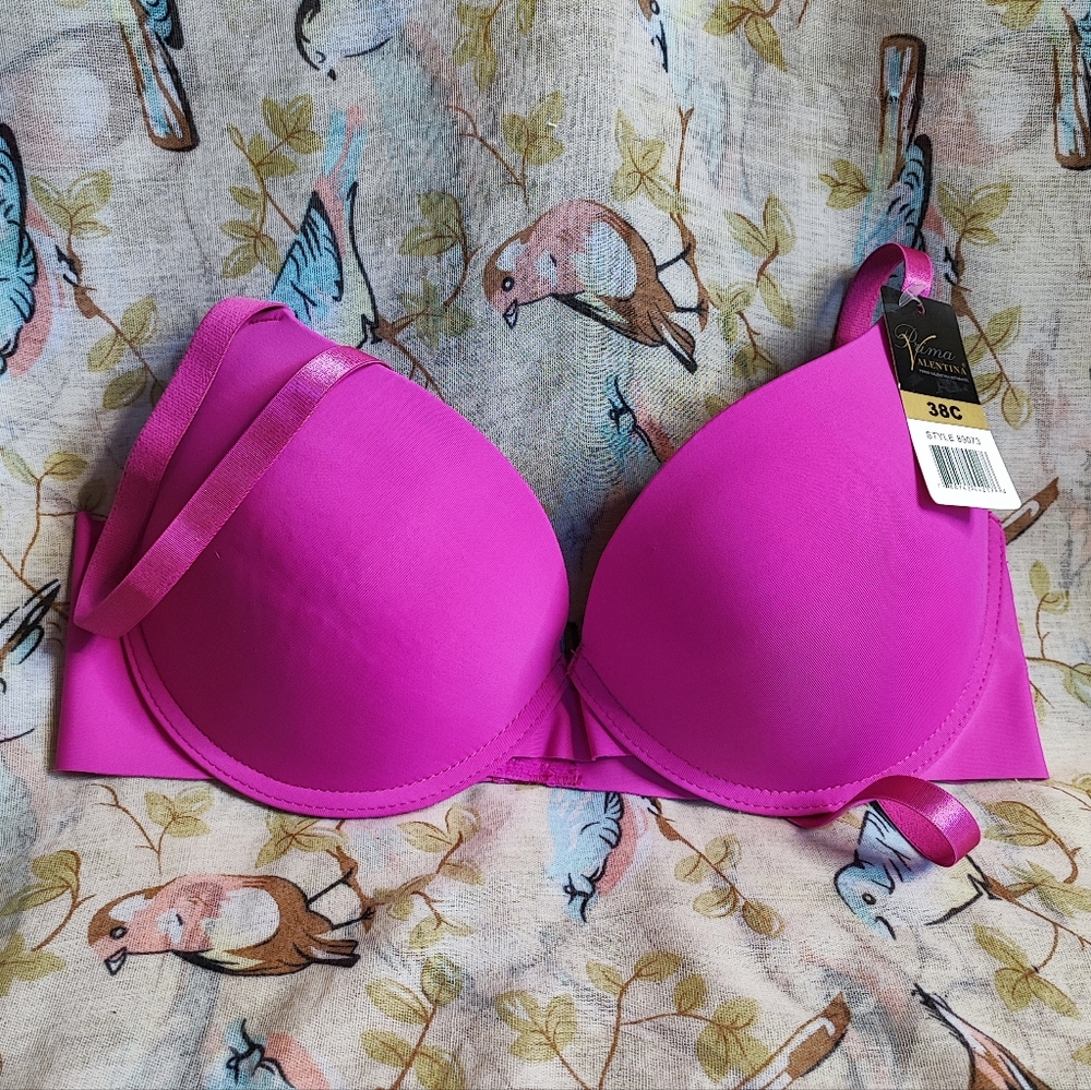 Prima Valentina Hot Pink Fuchsia Sexy Padded Bra Size 38C Brassiere NWT NEW - Picture 2 of 7
